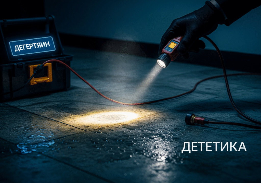 فني يستخدم جهاز كشف التسربات داخل منزل في حي المونسية